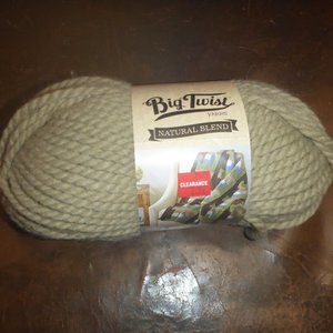 1 Skeine Big Twist Yarn Natural Blend Wool Blend Yarn Color Taupe 98 yds.